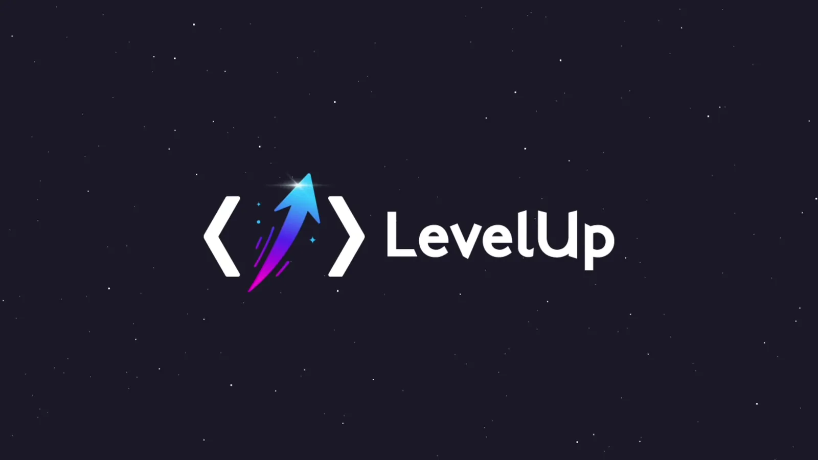 The official LevelUp trailer: the logo appears over a starfield, then a flight through the extension — the dashboard with FP charts and time tracking, leaderboards, realtime progress and tasks in Cortex — ending on the LevelUp logo and levelupvscode.com